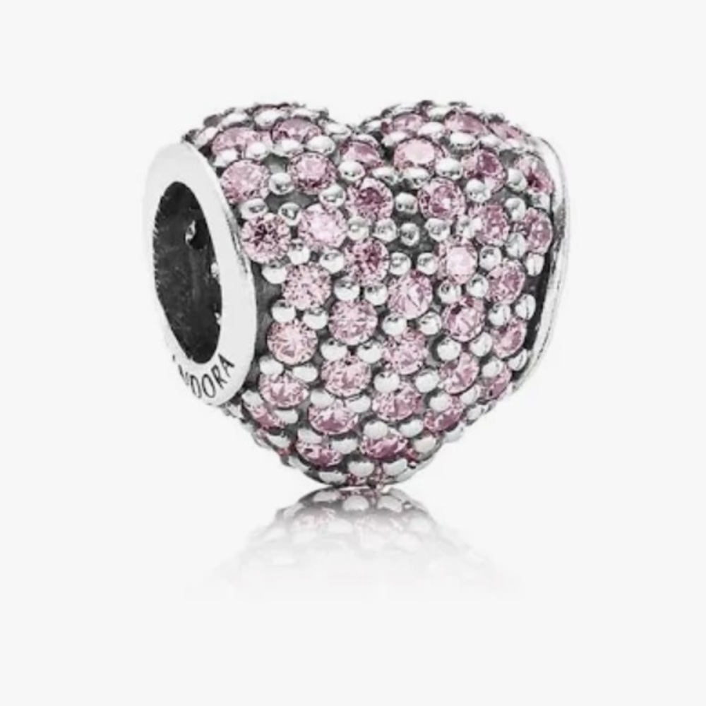 Authentic Pandora Pave Heart Pink Crystal Charm